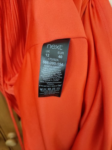 Ex Cond Next Dress Size 12 Red Orange Knee Length Workwear Holiday Smart - Picture 7 of 7