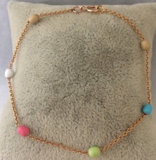 14k Rose Gold layered multi color Beaded Bracelet 7 1/2'' BFA33