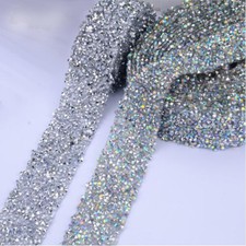 1 Yard Rhinestones Strass Crystal Chain Hot Fix Glitter Motifs Patches Applique