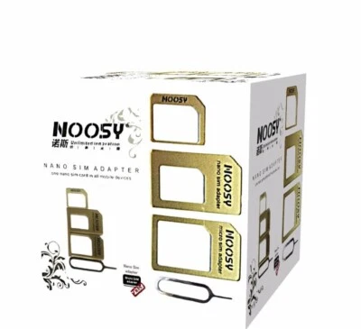 2x PREMIUM NANO MICRO SIM KARTEN ADAPTER HANDY SMARTPHONE NOOSY GOLD - Bild 1 von 2