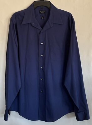 ARROW Men s Button-Down Long Sleeve Shirt Fitted Dark Blue Size 36/37 XLarge