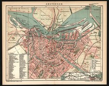 Stadtplan anno 1904 - Amsterdam Centrum - Mokum Grachten Jordaan Dam - Original