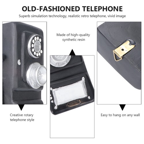 1pc Retro Craft Wall-set Telephone Model Vintage Home Ornaments for Bar Shop - Zdjęcie 2 z 11