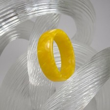 Bright Yellow Pearl Acrylic Resin Ring - Men's or Women's - Handmade