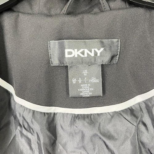 DKNY Jacket Womens M Water Resistant Hooded Long Line Parka Mob Wife Trench - Picture 4 of 9