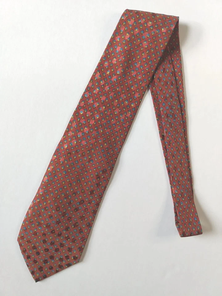 Brioni 100% SEDA Corbata Estampado Rojo Verde Azul Hombre Diseñador Italia Foto 2 de 4