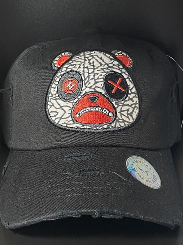 Black Jordan Bear Embroidery Distressed 
