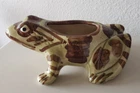 VINTAGE BRUSH MCCOY FROG PLANTER 8" LARGE GARDEN TIKI  WHIMSICAL FAIRY GREEN
