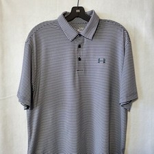 Under Armour Polo Shirt Mens Extra Large Shirt Grey Striped Golf