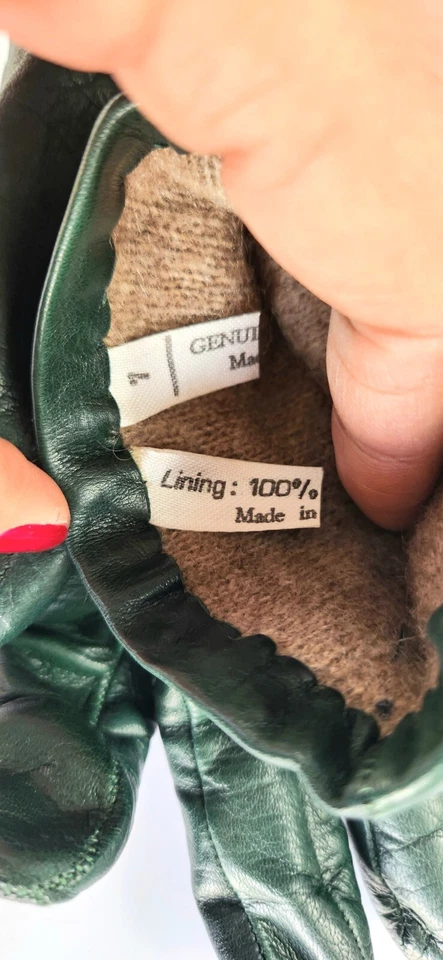 Vintage - Verde Oliva - Guantes de Cuero - Italia - Talla 7 Foto 3 de 4