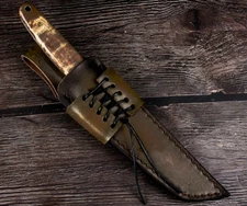 men waist belt bag knife blade sheath machete holder cow leather brown Q185