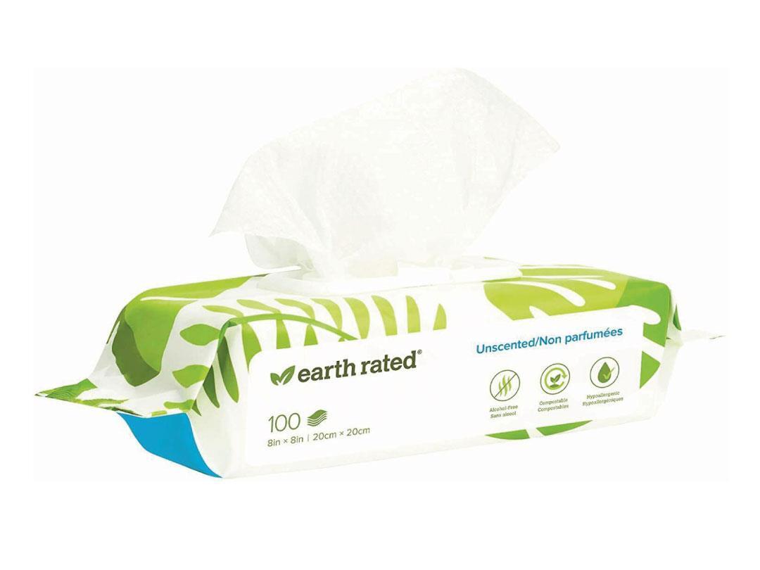 Earth Rated Compostable Dog Wipes 100 Pack - Unscented