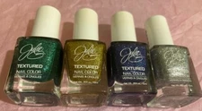 Julie G Nail Polish Lot of 4 Textured Nail Colors ~ Gold Silver Green Purple