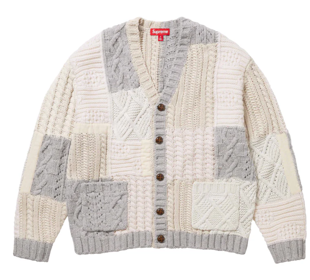 Supreme Patchwork Cable Knit Cardigan Ivory Medium FW23 Free Supreme Patchwork Cable Knit Cardigan Ivory Medium FW23 Free