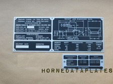 JOHNSON FURNACE CO. M416 TRAILER DATA PLATES ID TAGS M38 M38A1 M151 MUTT