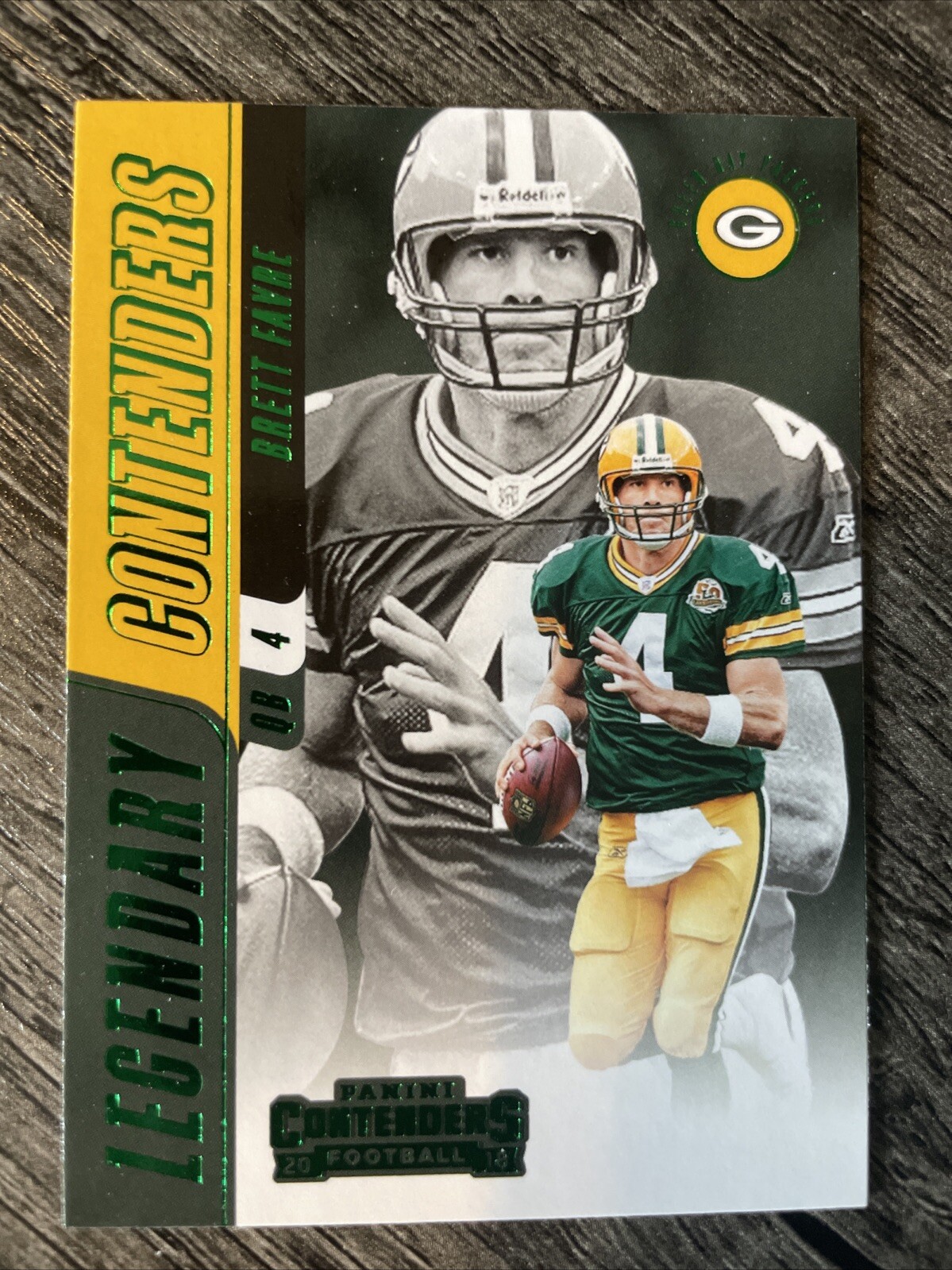 Brett Favre 2018 Panini Contenders Emerald Parallel Legendary Contenders #LC-BF