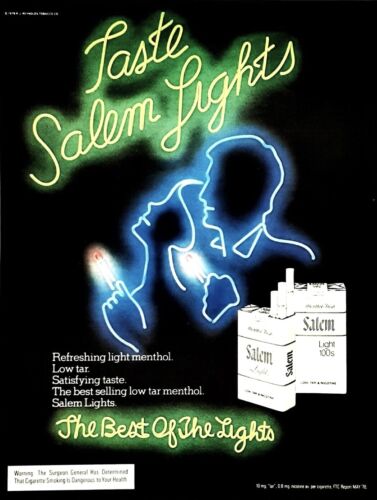 Salem Lights Cigarettes ad vintage 1979 original advertisement 13 x 10 inches