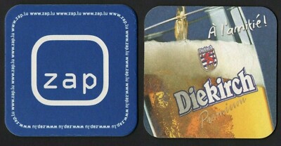 BEER MAT square brewery DIEKIRCH / LUXEMBOURG back ZAP S.A.