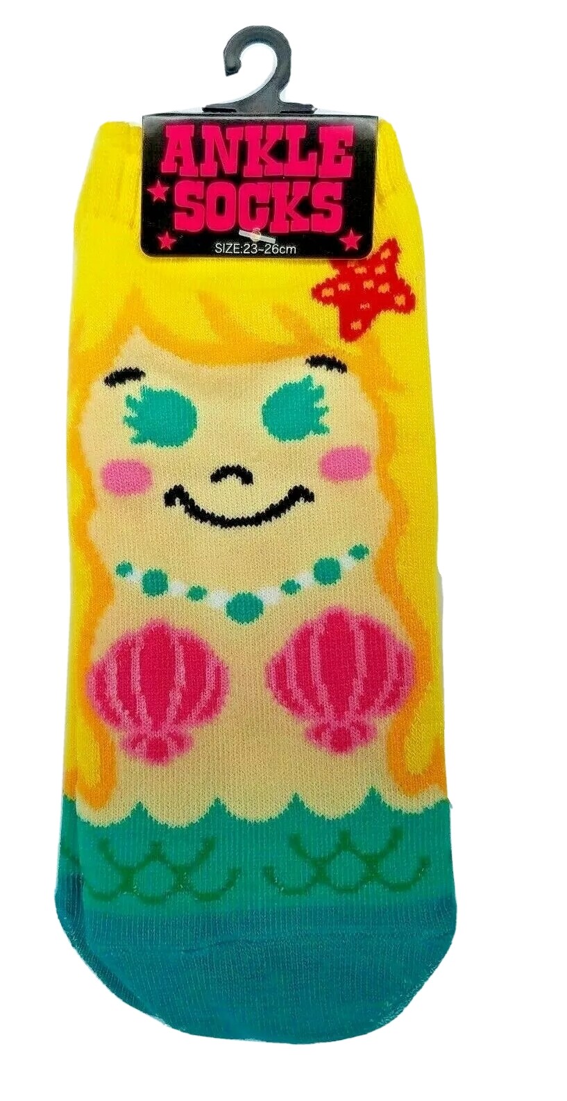 Mermaid Ankle Socks No Show Womens Green Starfish Seashell Novelty Gift-image