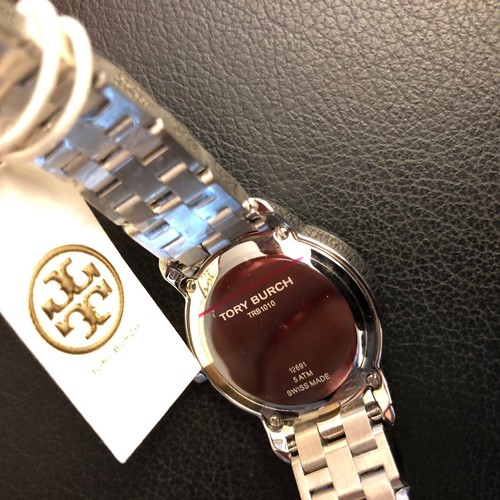 $495 TORY BURCH Women's SILVER 28mm Polished Stainless Steel Swiss Watch TRB1010 - Picture 7 of 12