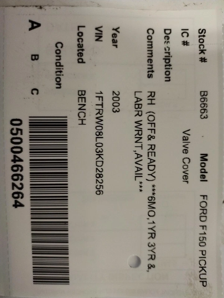 Used Engine Valve Cover fits: 2003  Ford f150 pickup  Grade A Foto 3 de 4