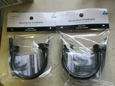 LOT OF 2 packs Mainstays Decorative Curtain Holdbacks BLACK FINISH F2