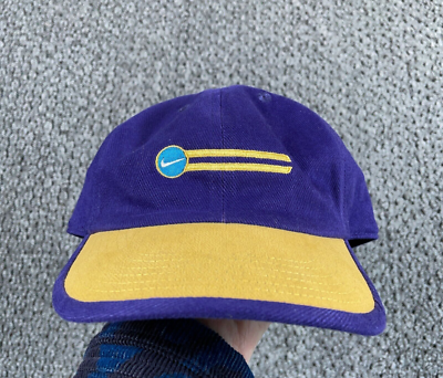 VTG Nike Embroidered Swoosh Snapback Hat Adult OS Purple Yellow