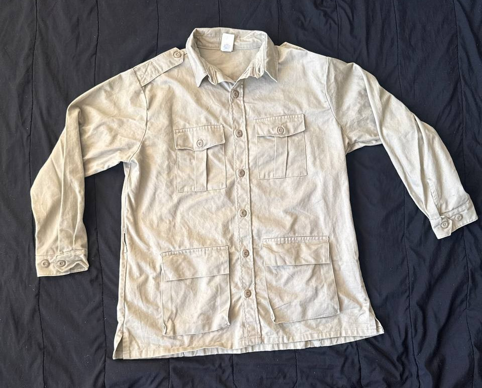 Vintage Safari Utility Jacket Military Field Jacket Beige XL Made in USA