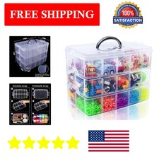 30-Compartment Stackable Container - 3 Tier Clear Craft Organizer for On-the-Go
