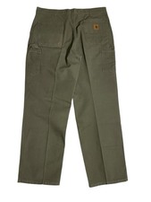 VTG Carhartt Canvas Carpenter Pants Dungaree Fit Moss Green Men's 38x32 B11-MOS