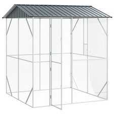 Bird Cage with Storage Anthracite Galvanised Steel Outdoor Enclosure vidaXL