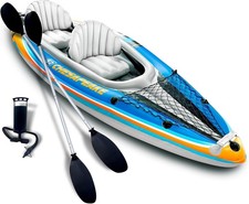 2 Person Tandem Inflatable Kayak Includes Aluminum Paddles, Air Pump