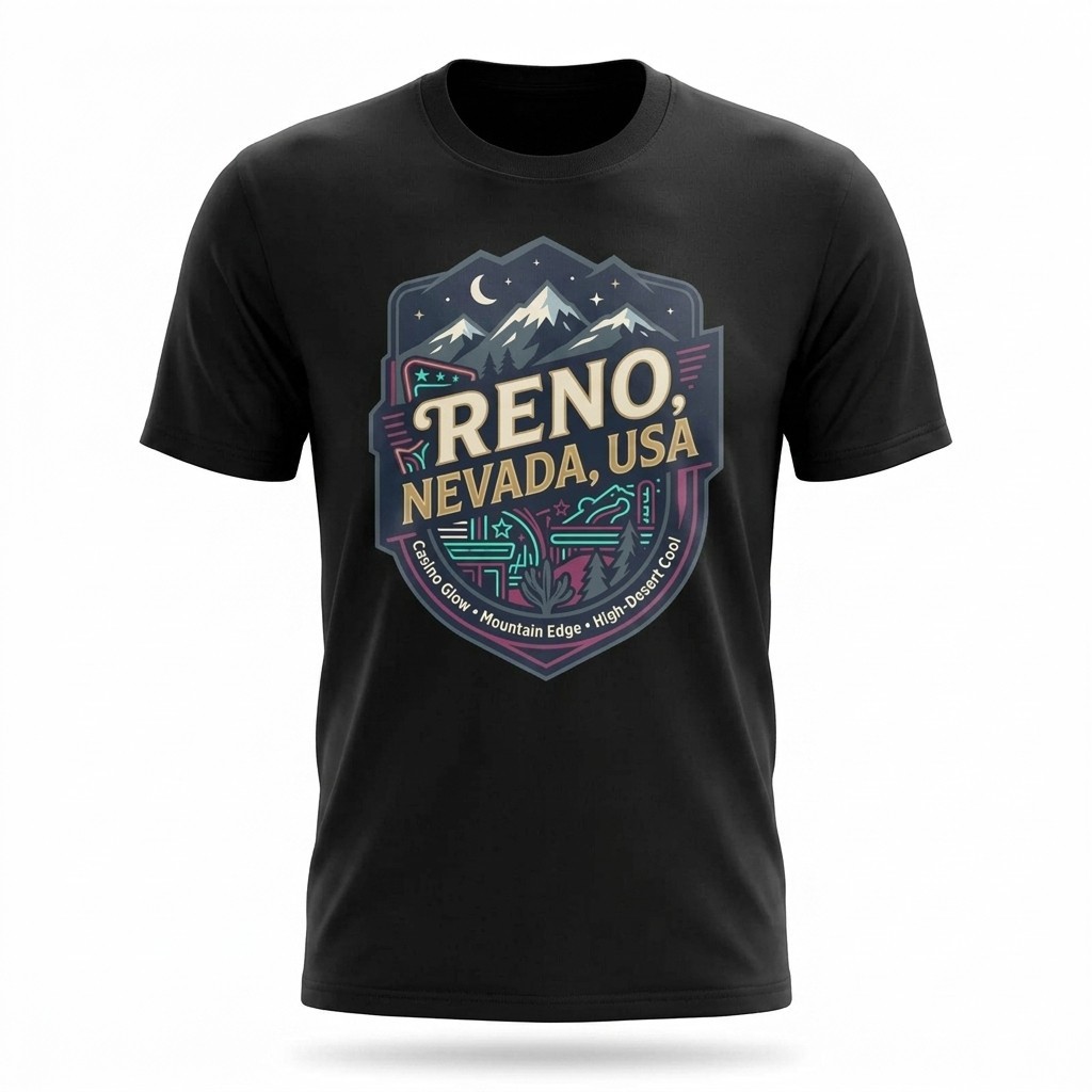 Camiseta de viaje unisex de viaje Glow Glow de Reno Casino Nevada