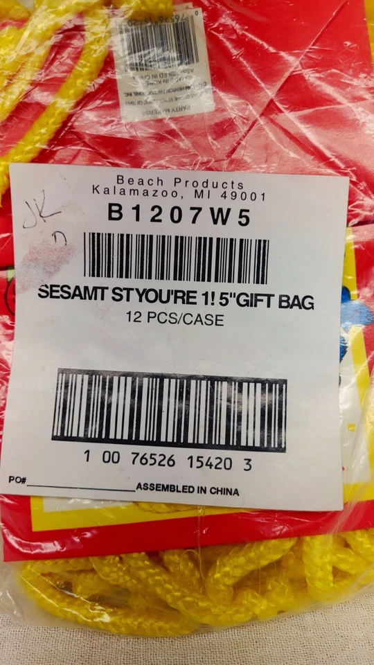 Lote de 12 bolsas de regalo 1998 Sesame Street You're 1 Elmo Big Bird Cookie Monster nuevas Foto 4 de 4