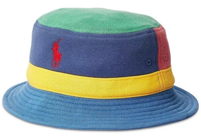 NWT Polo Ralph Lauren COLORBLOCK FLEECE BUCKET Hat Men's L/XL RED Pony Logo
