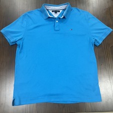 Tommy Hilfiger Men's Classic Fit Blue Short Sleeve Polo Shirt Size L 100 Cotton