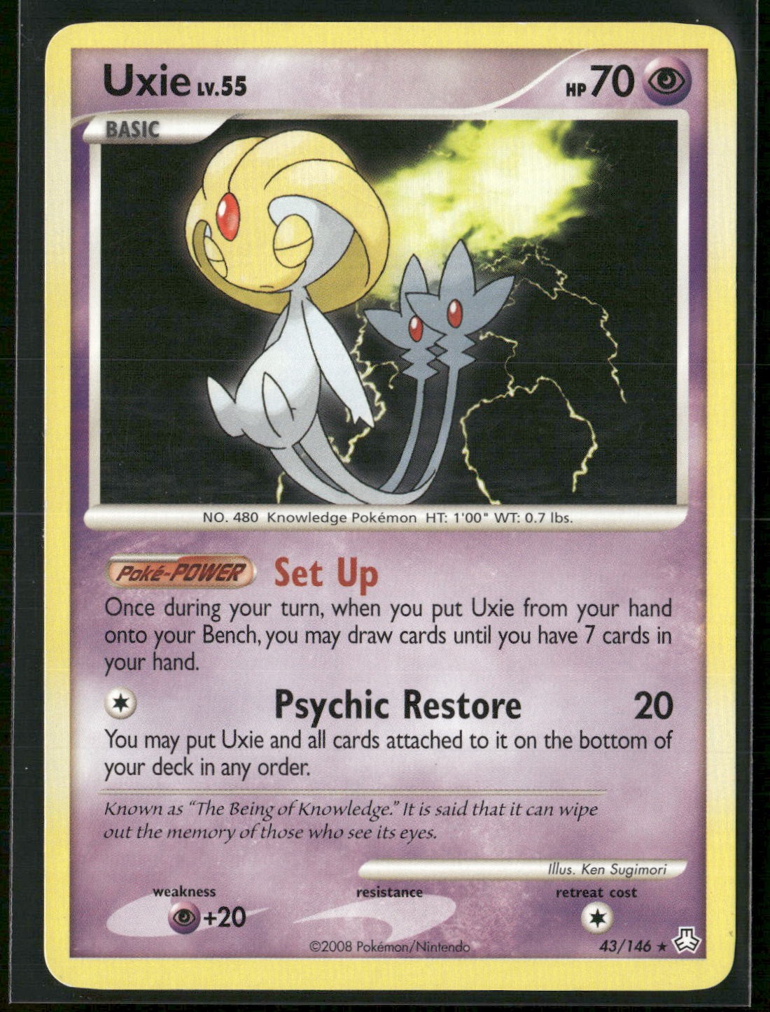 Uxie 43/146 Rare Legends Awakened Pokemon Moderately Played