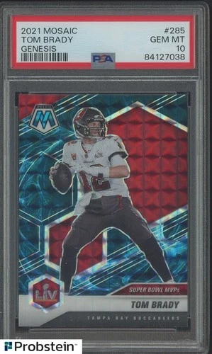 2021 Mosaic Genesis #285 Tom Brady Buccaneers SSP CASE HIT PSA 10