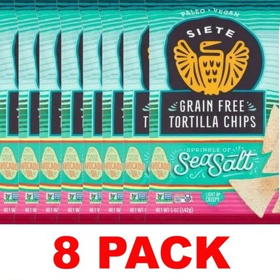 SIETE KETTLE Cooked Tortilla Chips Sea Salt Grain Free 5 oz Bag   8 PACK