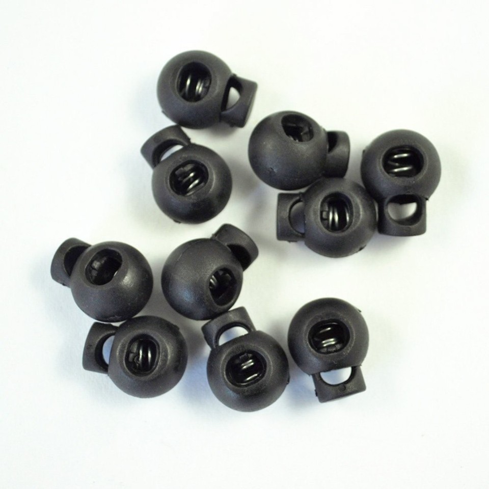 10pcs Spring Loaded Round Toggle Stopper Cord Locks Plastic (Black) | eBay