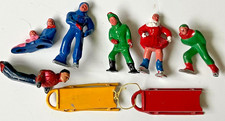 Vtg Lot Barclay "Winter Scene Sled Skaters Christmas" Lead Toys RARE