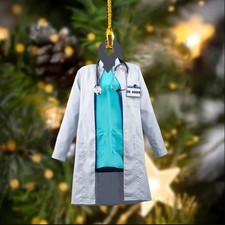 Personalized Custom Name Doctor Coat Custom Shaped Flat 2D Ornament