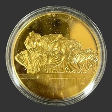 Vtg Art Treasures of Ancient Greece-Three Goddesses Gold Plated Bronze Medal