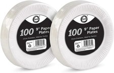 Paper Plates 9 Inch Compostable [200 Pack] Eco-Friendly Disposable Dinner Plates