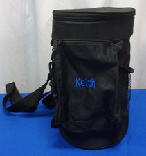 INSULATED GOLF COOLER ZIPPERED POCKET BLACK /BLUE LETTERS COOLING BAG