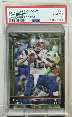 Topps 2015 Topps Chrome Tom Brady #50 STS Camo Refractor /499 PSA 10