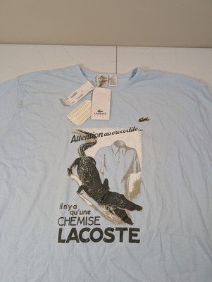 Lacoste T-Shirt Mens Size 9 US Size 3XL XXXL Blue Crocodile Graphic NWT NEW