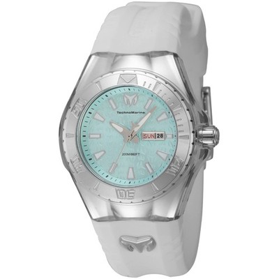 Technomarine Women's Watch Cruise Monogram Turquoise Dial White Strap TM-122019