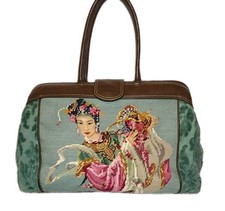 ISABELLA FIORE XLG GEISHA RAGAZZA FAN DANZA ARAZZO TAPPETO BORSA NOTTE NUOVA SENZA ETICHETTE