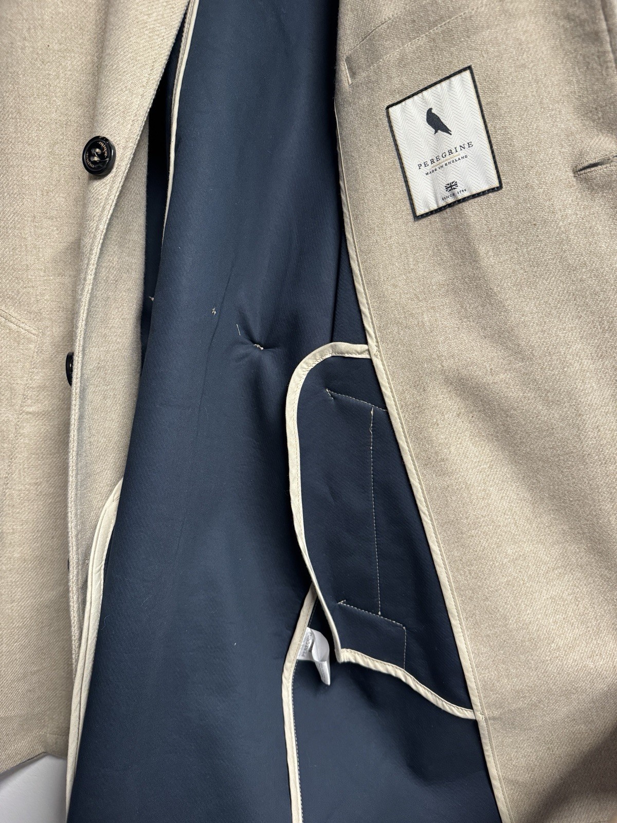 Peregrine Bonded Wool Mac Coat Made In England Moon Oatmeal  Beige XL